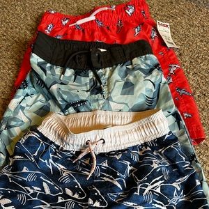 3 Boys Shark Bathing Suits and Tops.Size 5/6 and 6. Oshkosh Gymboree Place Sport